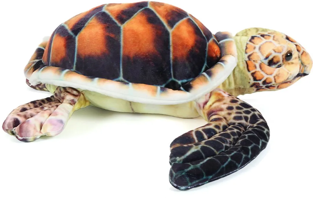 PIA Soft Toys Zeeschildpad Knuffel - 35 cm - Bruin/ Groen/ Oranje/ Zwart