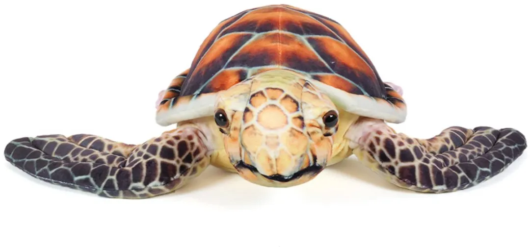 PIA Soft Toys Zeeschildpad Knuffel - 35 cm - Bruin/ Groen/ Oranje/ Zwart