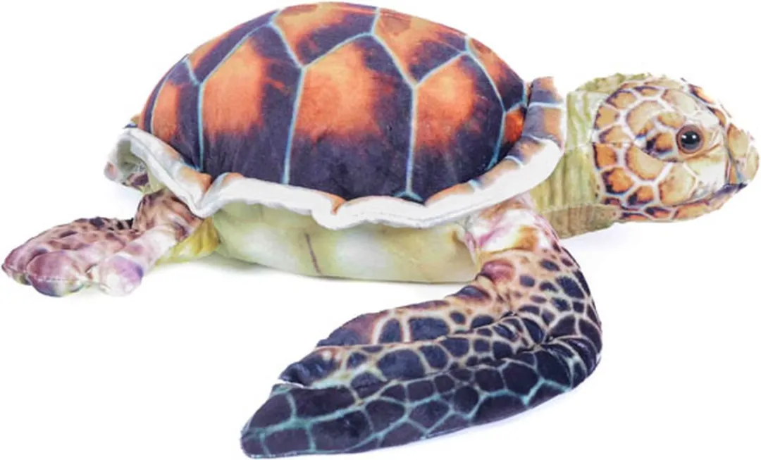PIA Soft Toys Zeeschildpad Knuffel - 35 cm - Bruin/ Groen/ Oranje/ Zwart