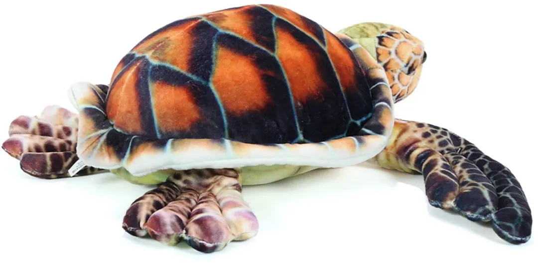 PIA Soft Toys Zeeschildpad Knuffel - 35 cm - Bruin/ Groen/ Oranje/ Zwart