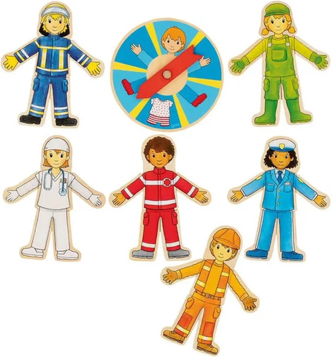 Goki Carriere-Zoeker Puzzel 38-delig - Hout - Ø14cm - Multicolor