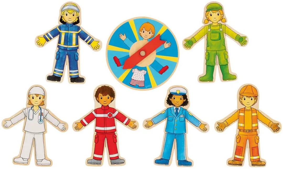 Goki Carriere-Zoeker Puzzel 38-delig - Hout - Ø14cm - Multicolor