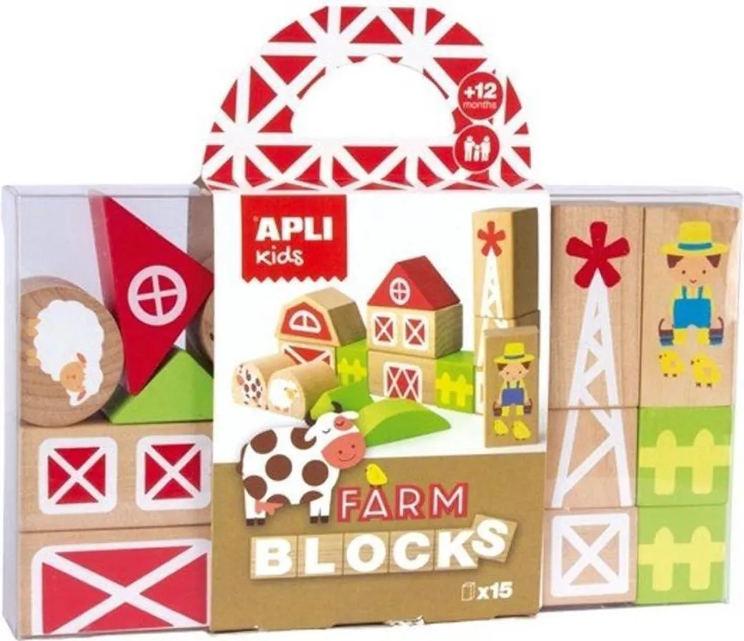 Apli Kids Boerderij Houten Blokken 16 Stuks
