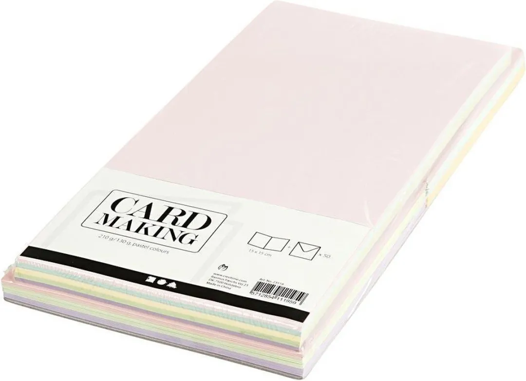 Creativ Company Pastelkaarten & Enveloppen 15x15cm