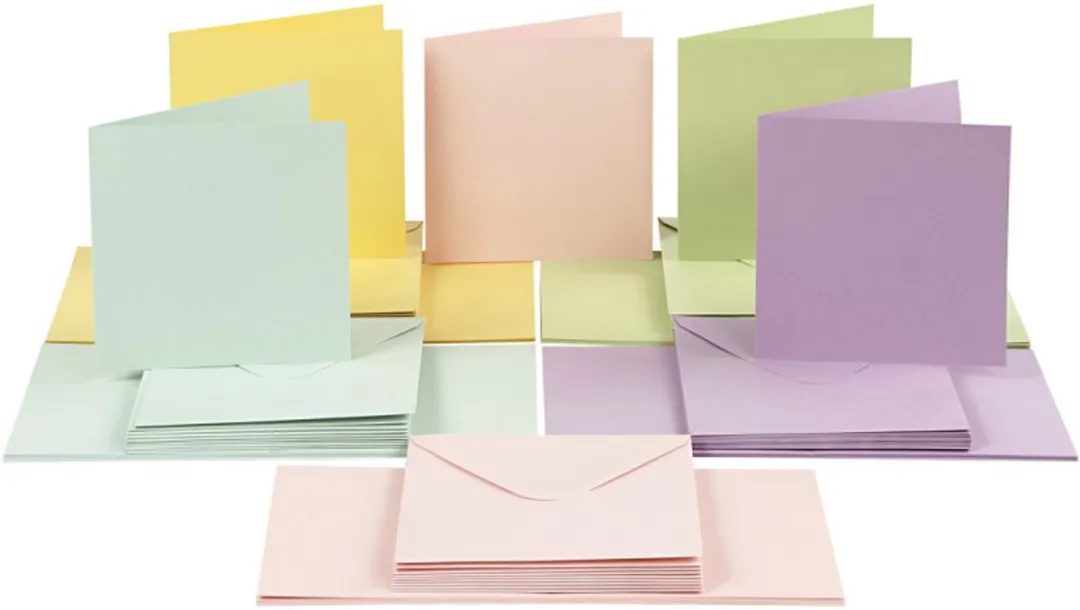Creativ Company Pastelkaarten & Enveloppen 15x15cm - 50 Sets