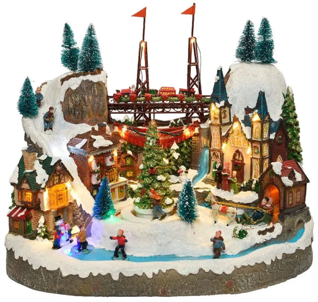 Lumineo Kersttafereel IJspiste met microLED - Multicolor