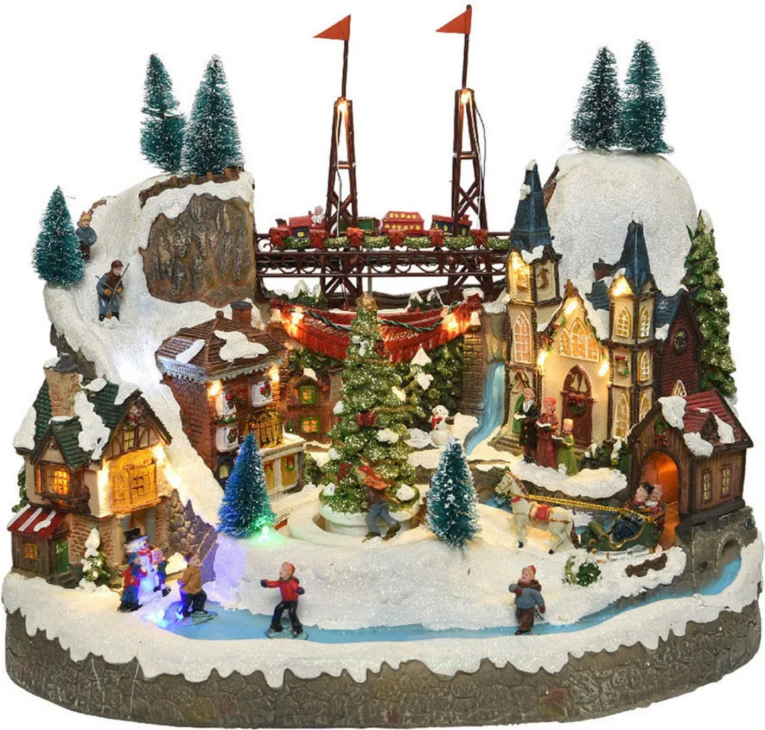 Lumineo Kersttafereel IJspiste met microLED - Multicolor