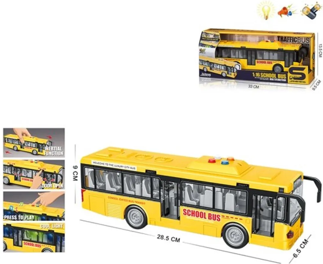 698 Toys Schoolbus Geel Licht & Geluid 28.5cm - 3x AAA