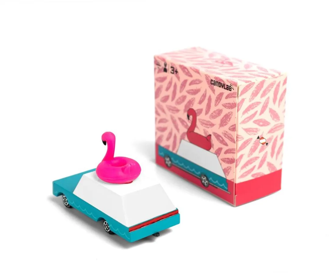 Candylab Candycar Flamingo Wagon W228 - Houten Magneetauto - 3+