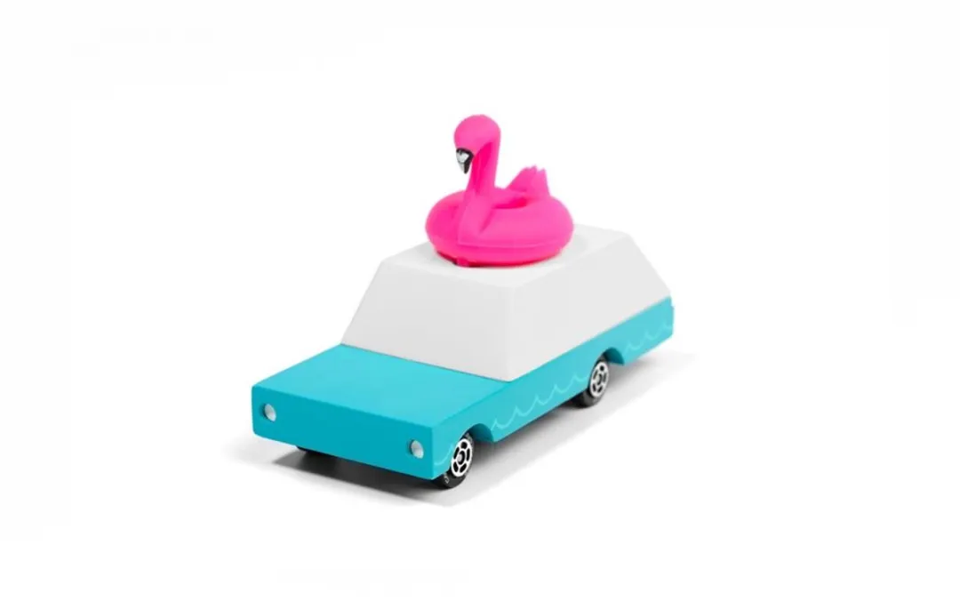 Candylab Candycar Flamingo Wagon W228 - Houten Magneetauto - 3+