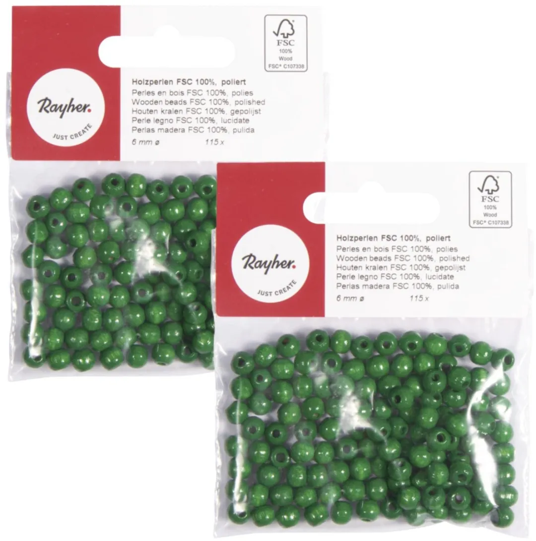 Rayher Houten Kralen Groen Ø6mm - 230 Stuks