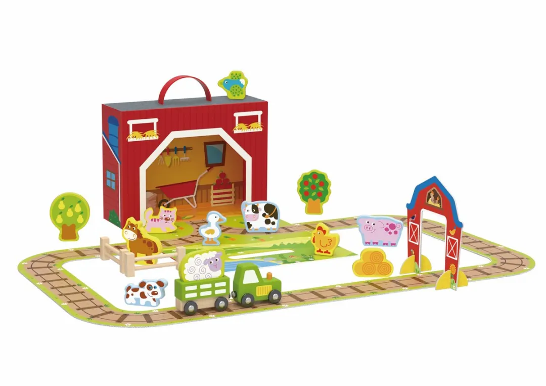 Tooky Toy Boerderij Box Montessori Speelgoed - 35 Onderdelen - Multicolor