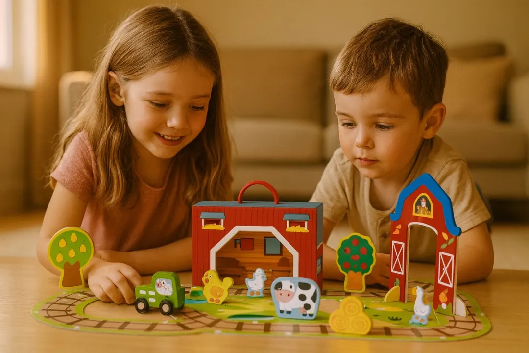 Tooky Toy Boerderij Box Montessori Speelgoed - 35 Onderdelen - Multicolor