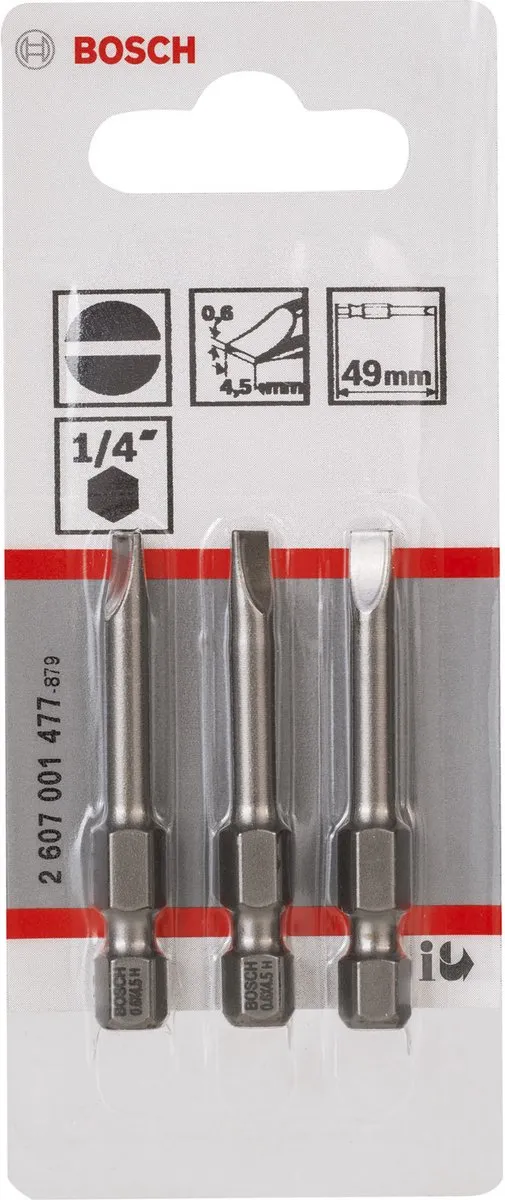 Bosch Bit Extra-hard S 0,6x4,5mm - 3 Stuks