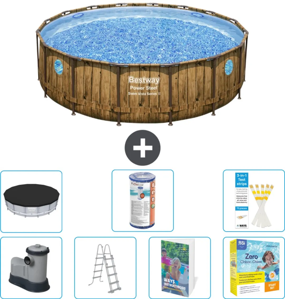 Bestway Rond Power Steel Swim Vista Zwembad 488cm