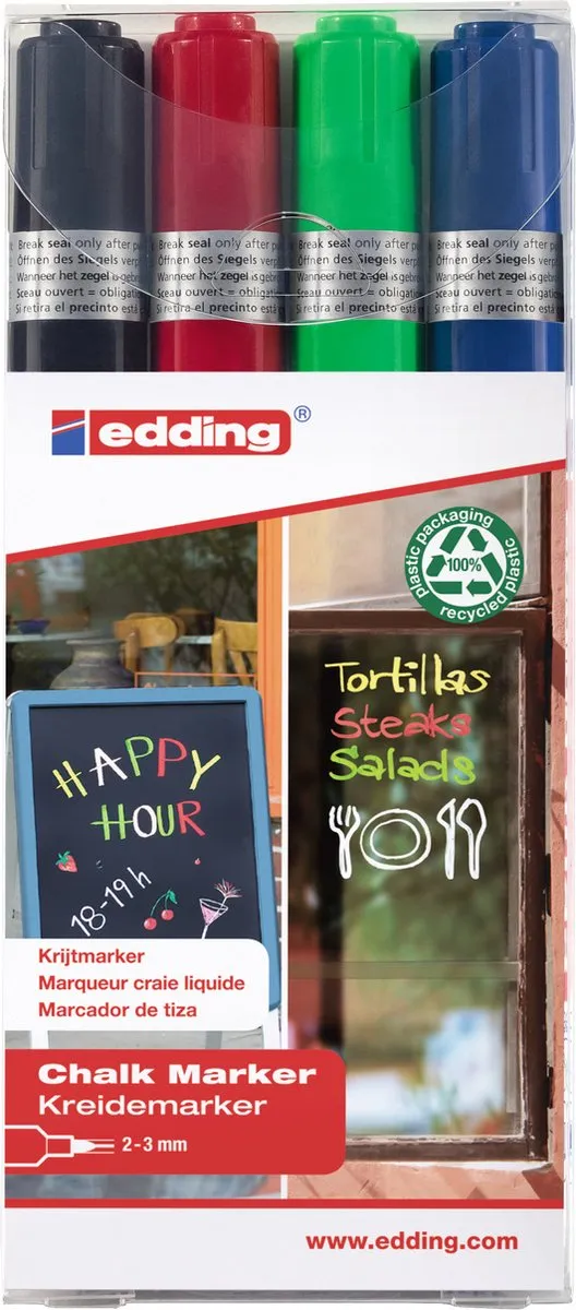 edding 4095 Krijtstiften - 4 Stuks - Glas/Ruit - afbeelding 6 van 6