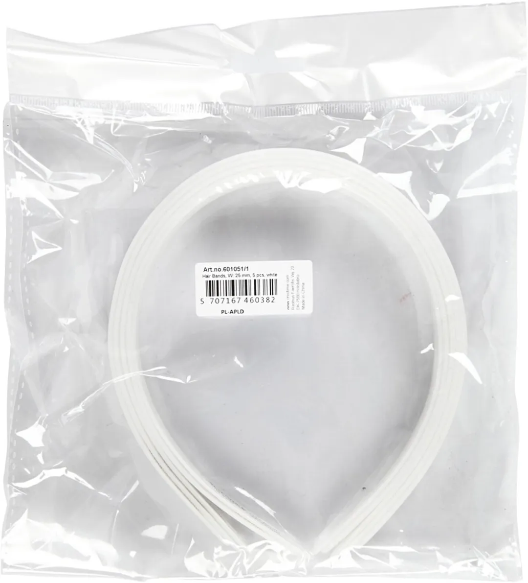 Creativ Company Haarband 25mm - Wit - 5 Stuks