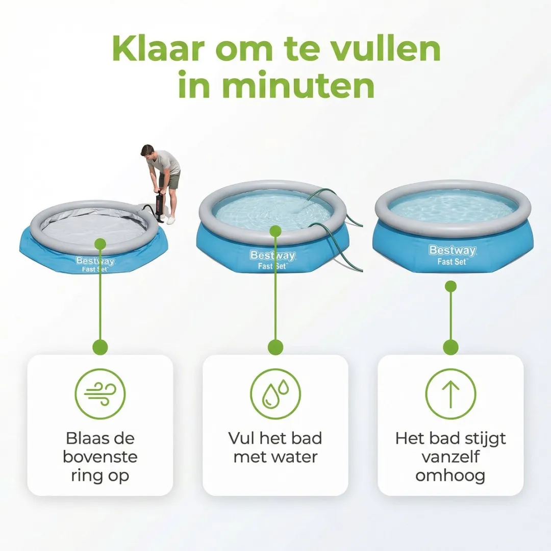 Bestway Fast Set Zwembad 457cm - 12.362L - 8-delig - Grijs