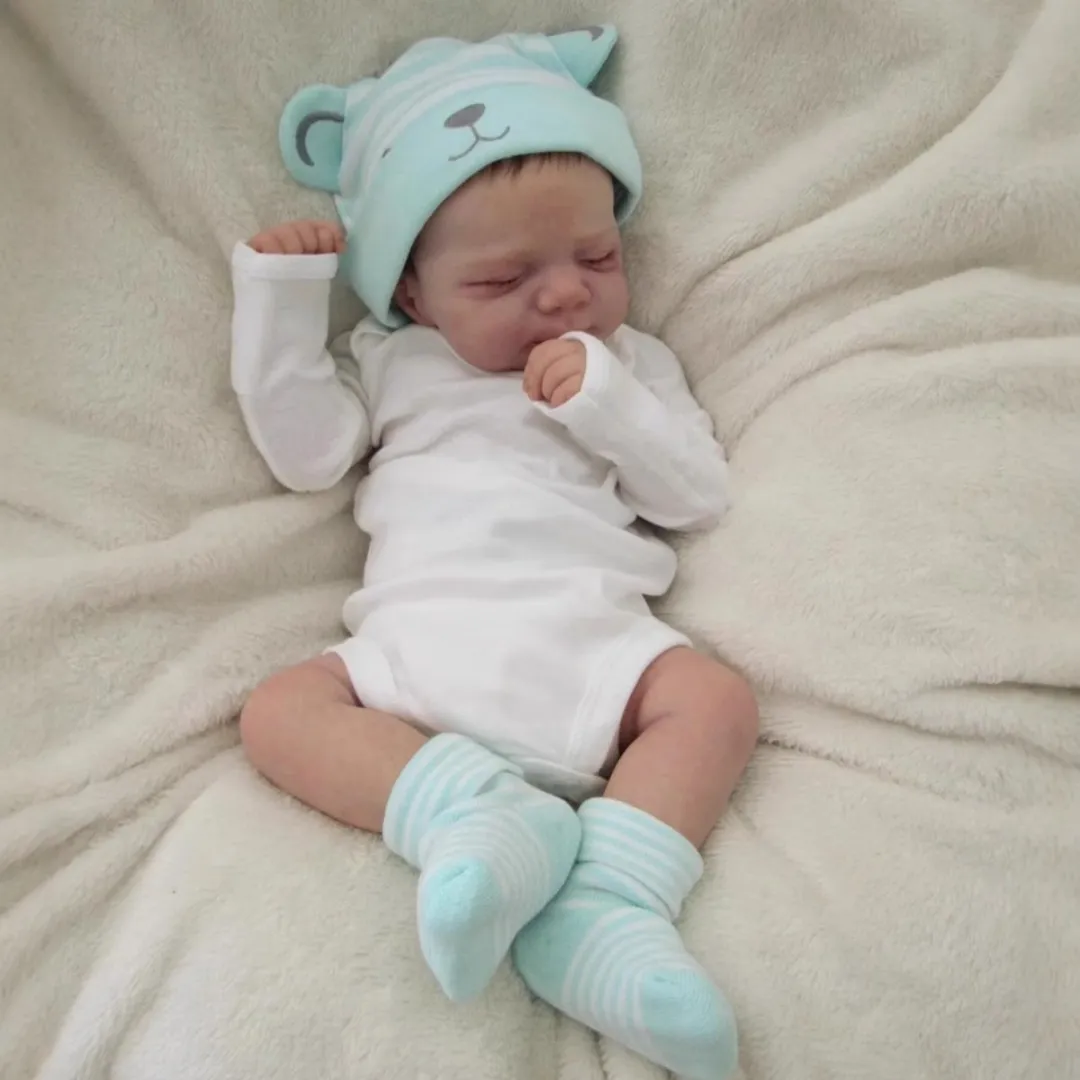 ECTEATOY Reborn Baby Pop Meisje 45cm - Lichtblauw - afbeelding 6 van 6