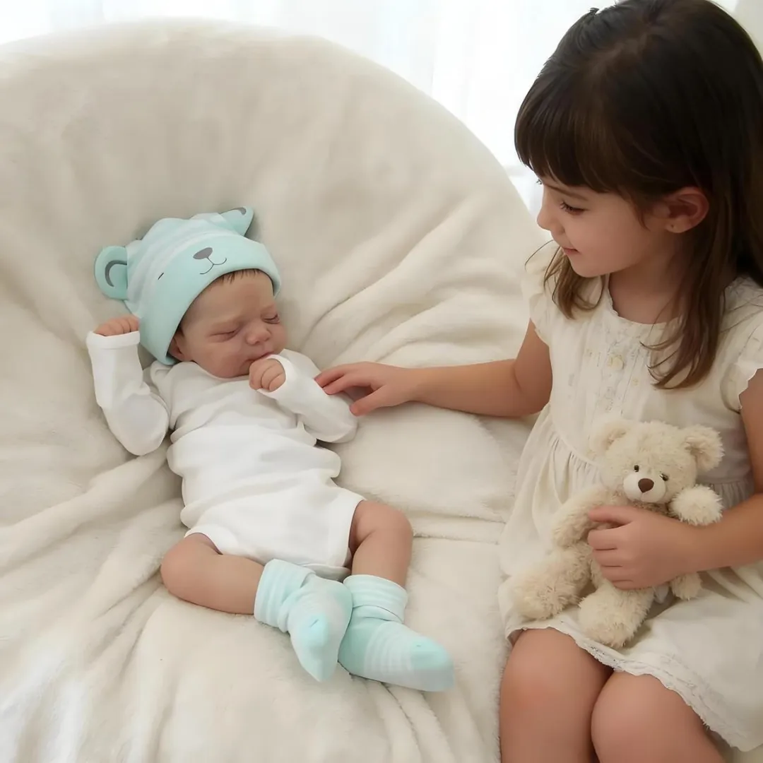 ECTEATOY Reborn Baby Pop Meisje 45cm - Lichtblauw