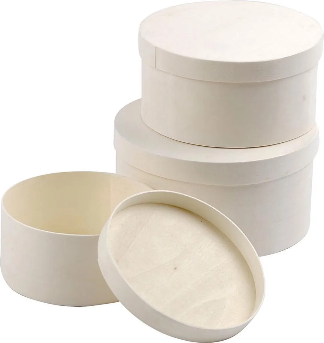 Creativ Company Creotime Ronde Fineerdoos - 3 Stuks - Populier