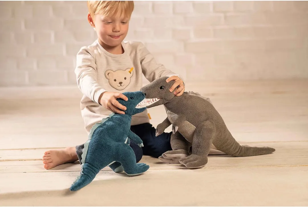 Steiff Soft Cuddly Friends T-Rex Knuffel - 35cm - Blauw