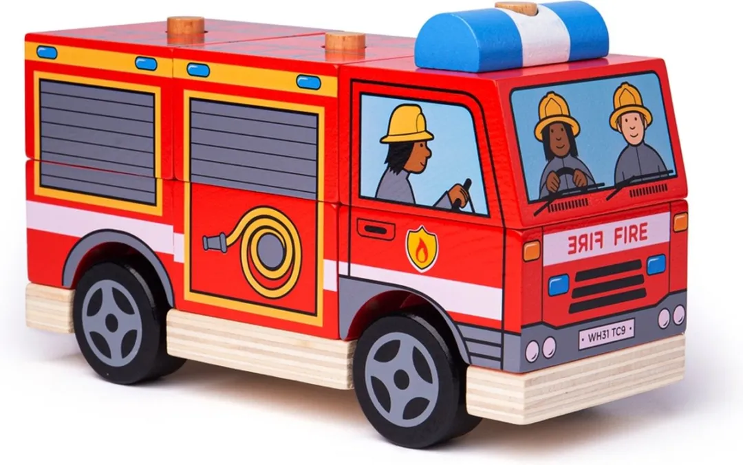 BIGJIGS Stapelblokken Brandweerauto