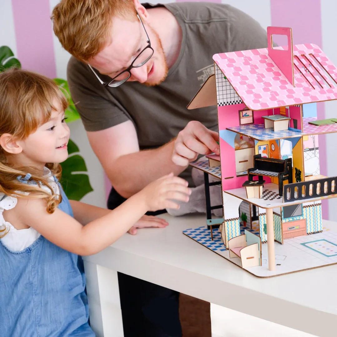 Teamson Kids Houten Poppenhuis TD-13260C - 12 Meubels - Multi