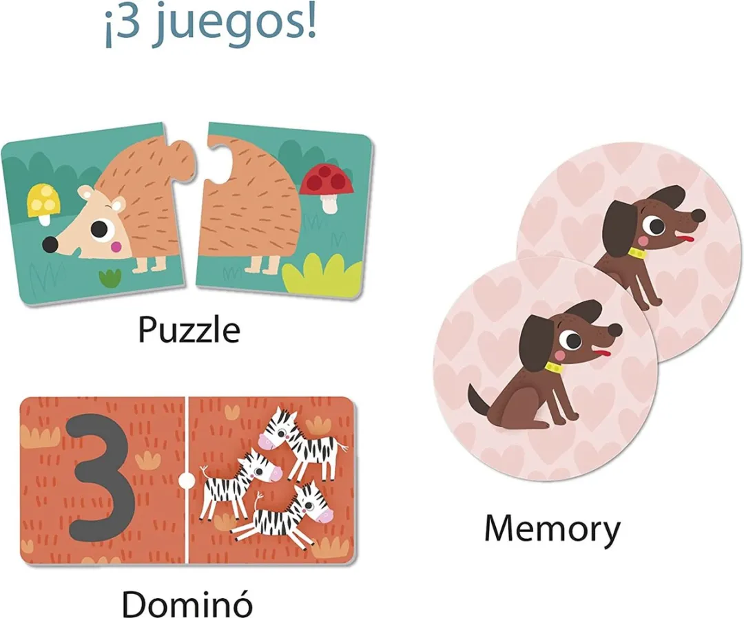 Apli Kids Dieren Puzzel Domino & Geheugenspel 18798 - 84 Stuks