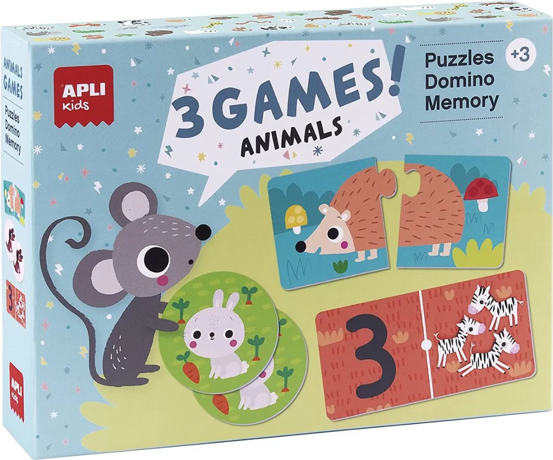 Apli Kids Dieren Puzzel Domino & Geheugenspel 18798 - 84 Stuks