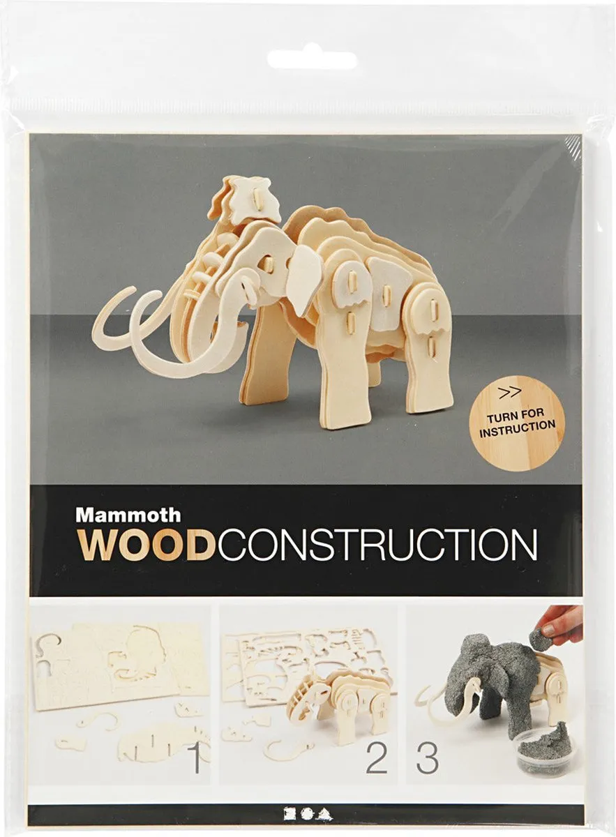 Creativ Company Triplex 3D Puzzel Mammoet 19x8,5x11cm - Wood