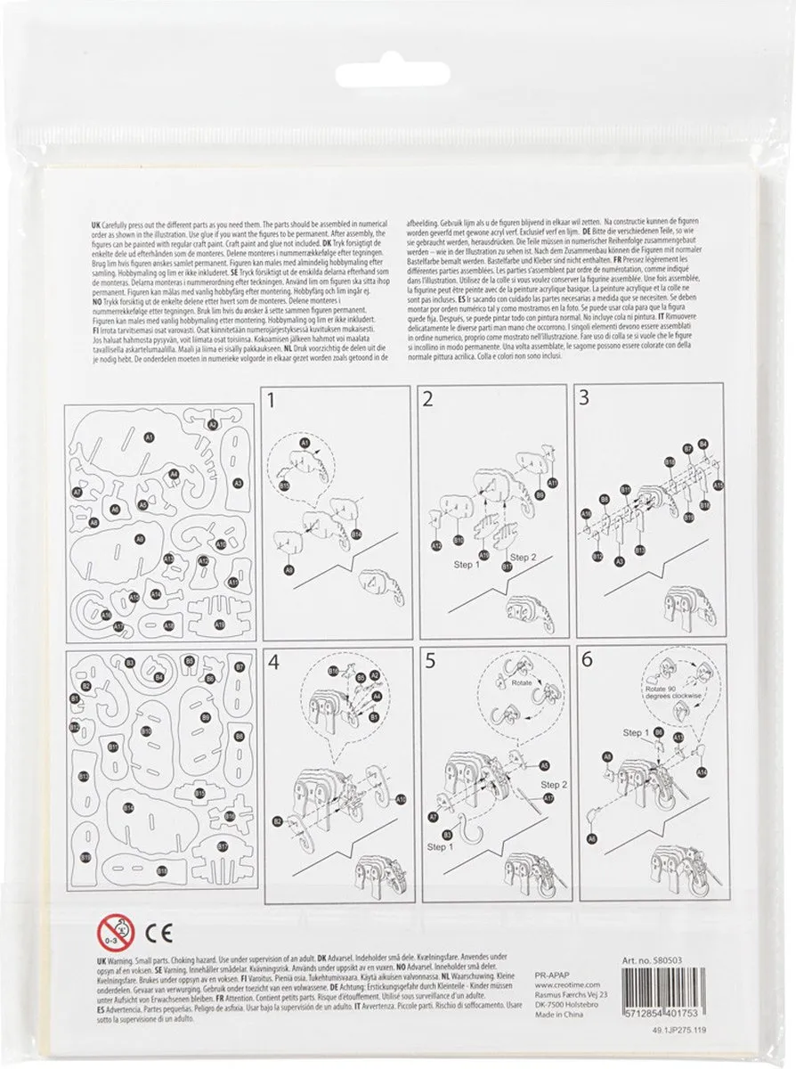 Creativ Company Triplex 3D Puzzel Mammoet 19x8,5x11cm - Wood