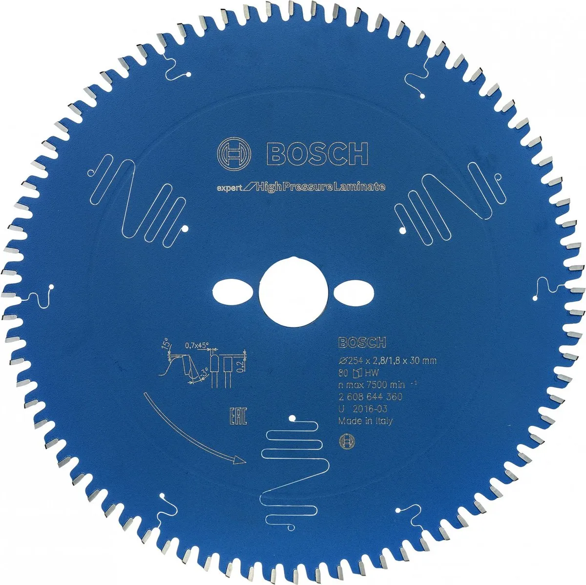 Bosch Professional Cirkelzaagblad Expert for High Pressure Laminate 2 250mm - 80 Tanden