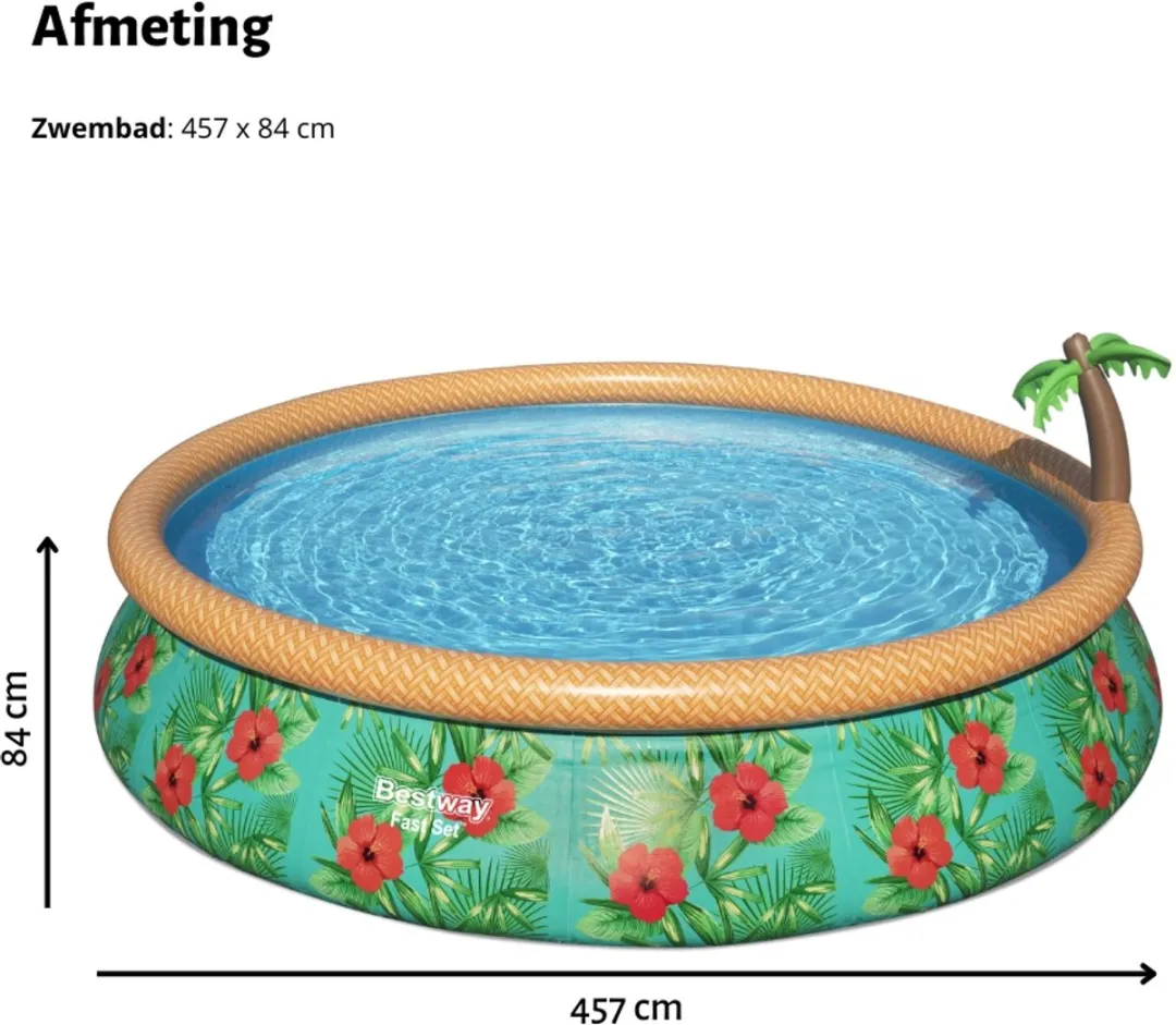 Bestway Fast Set Rond Zwembad 457x84cm - Paradijsprint - 20 Stuks - afbeelding 6 van 6