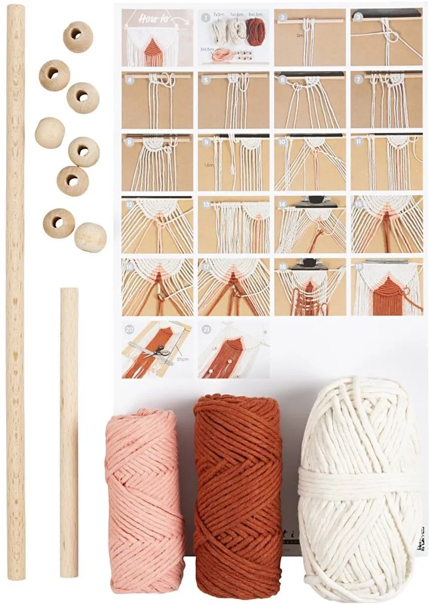 Creativ Company Macramé Startersset - Wanddecoratie Multikleurig