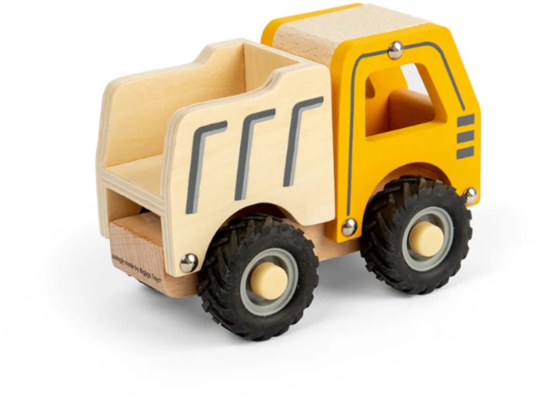 BIGJIGS Vrachtauto Kiepwagen 36027 - Geel - 13.4x10x7.5cm