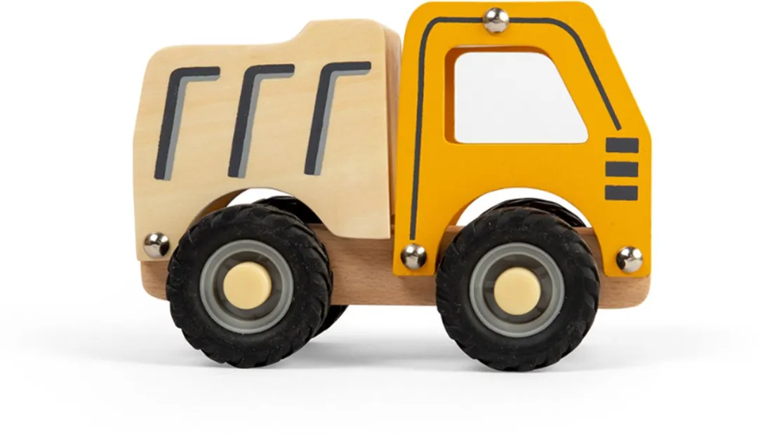 BIGJIGS Vrachtauto Kiepwagen 36027 - Geel - 13.4x10x7.5cm