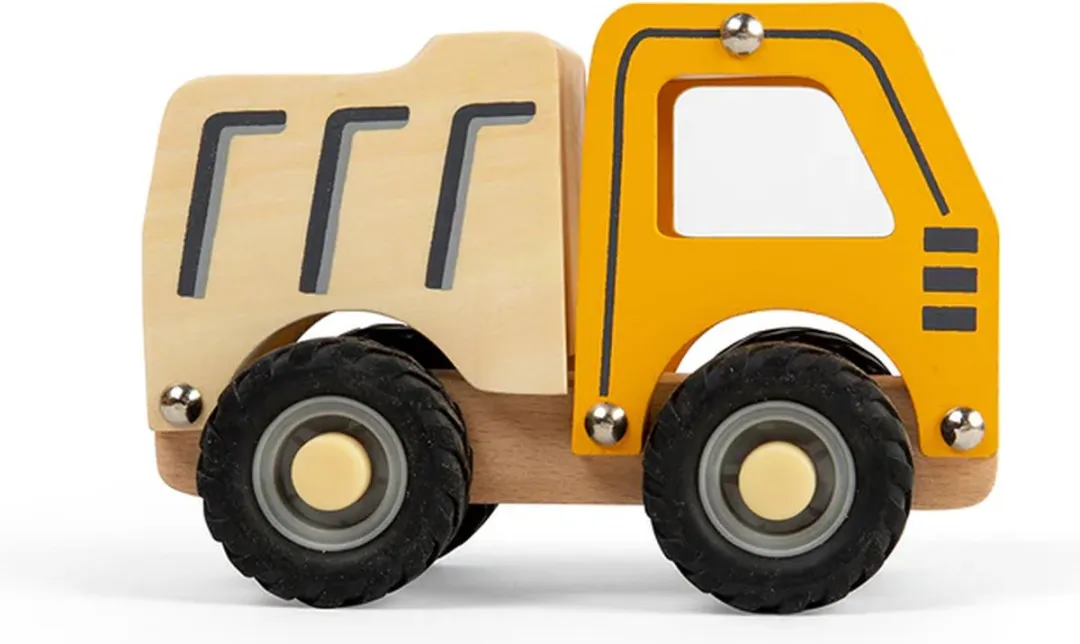 BIGJIGS Vrachtauto Kiepwagen 36027 - Geel - 13.4x10x7.5cm