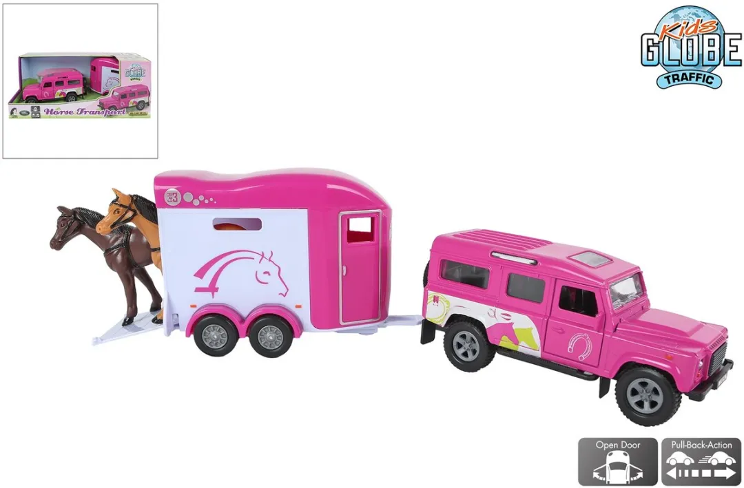 Kids Globe Land Rover Cheval Liberté Paardentrailer - Roze