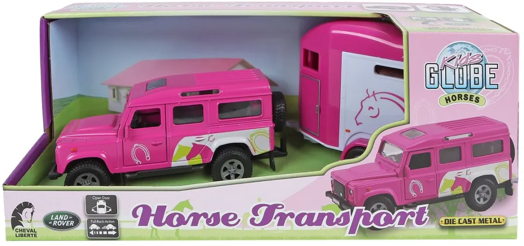 Kids Globe Land Rover Cheval Liberté Paardentrailer - Roze