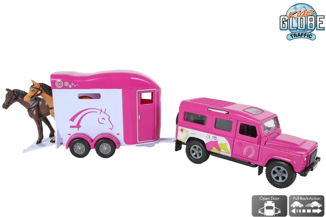 Kids Globe Land Rover Cheval Liberté Paardentrailer - Roze