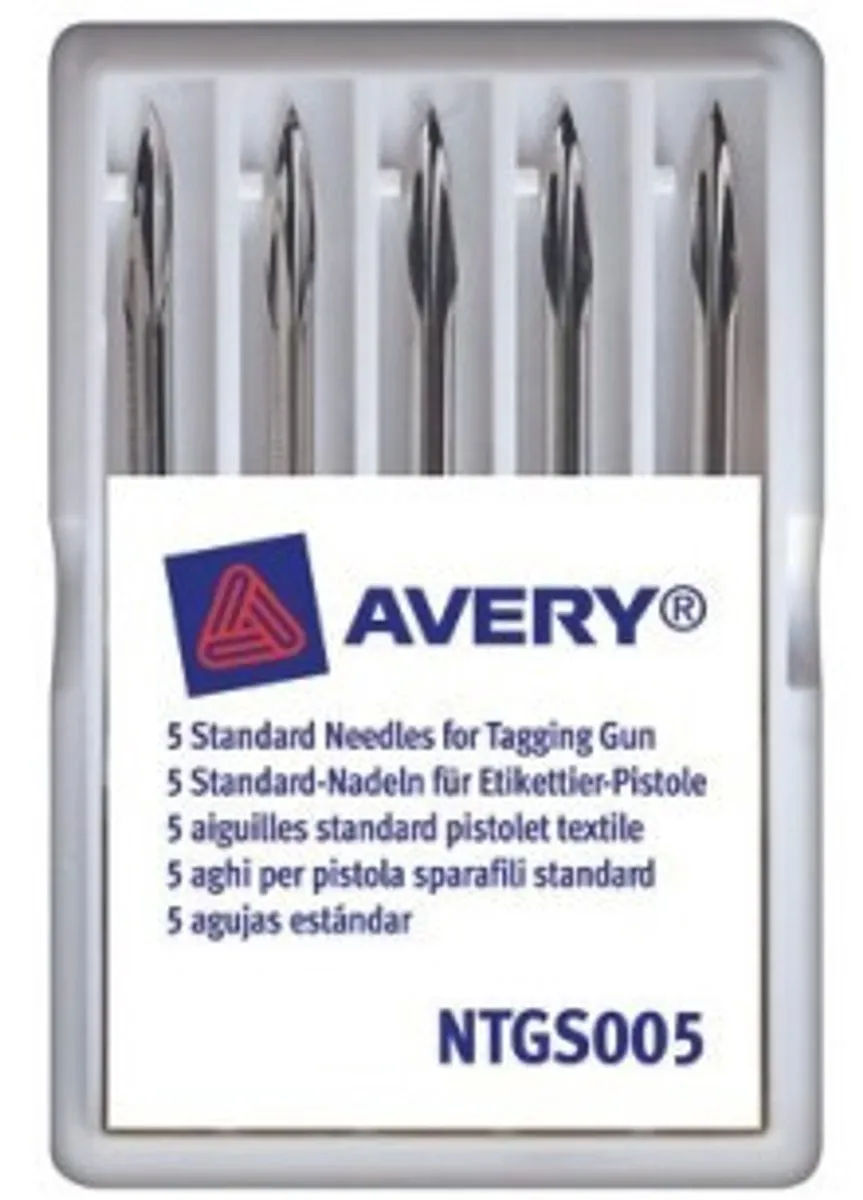 Avery AV-NTGS005 Textielpistoolnaalden - 5 Stuks - Zilver