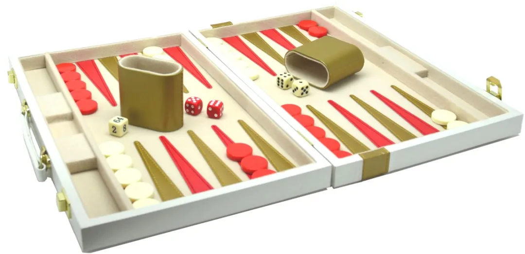 HOT Games Backgammon Spelkoffer 604161 - 38cm Wit/Gouden Bies