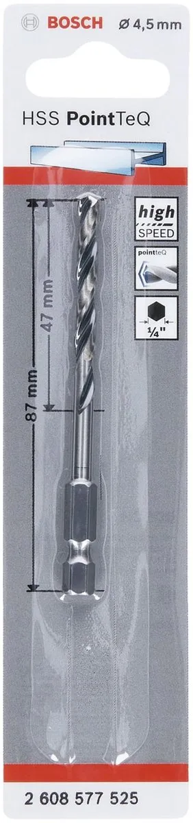 Bosch HSS PointTeQ Zeskantboor 4,5x47x87mm - Hout