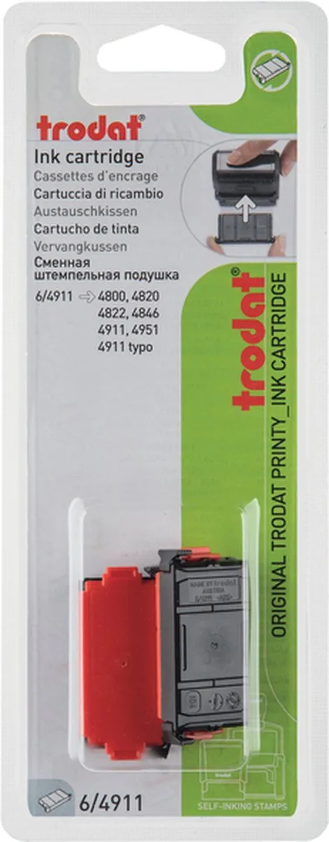 Trodat Printy 6/4911 Stempelkussen - 2 Stuks Rood