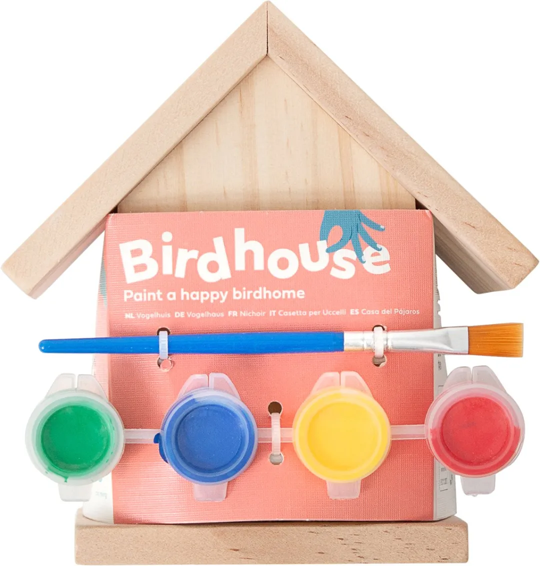 BS Toys Schilderbaar Vogelhuisje - 6 Stuks - 13cm Hoog