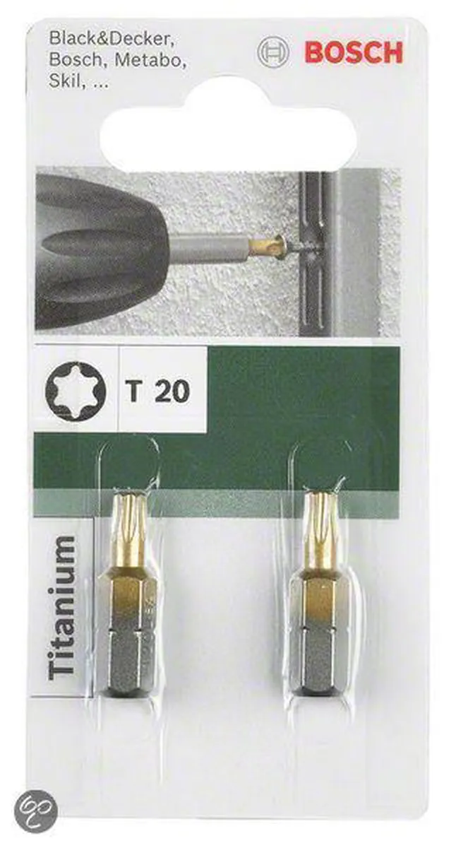 Bosch Schroefbit Titanium T20 25mm - 2 Stuks