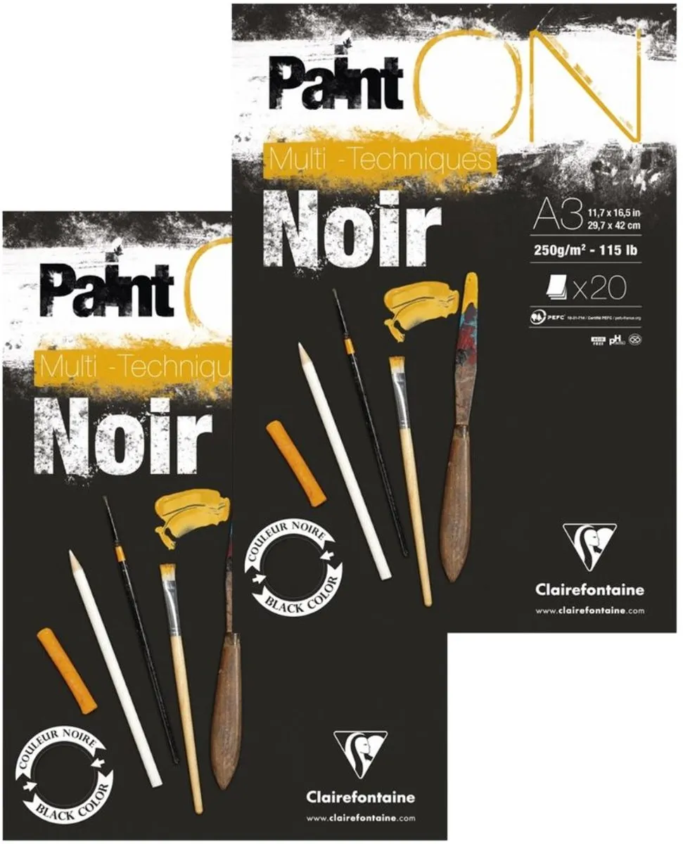 Clairefontaine Paint ON Multi-Techniek Pad A3 Zwart