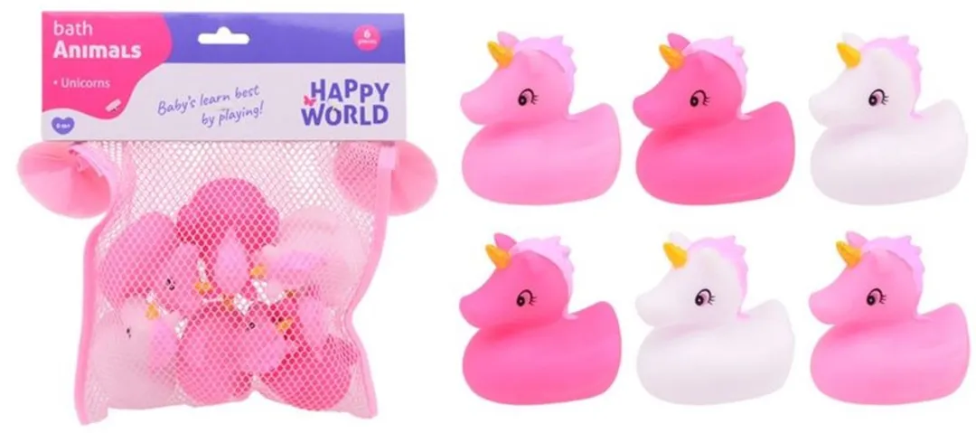 Johntoy Happy World Badspeelgoed Eenhoorn & Flamingo - 6 Stuks Multicolor - afbeelding 5 van 5
