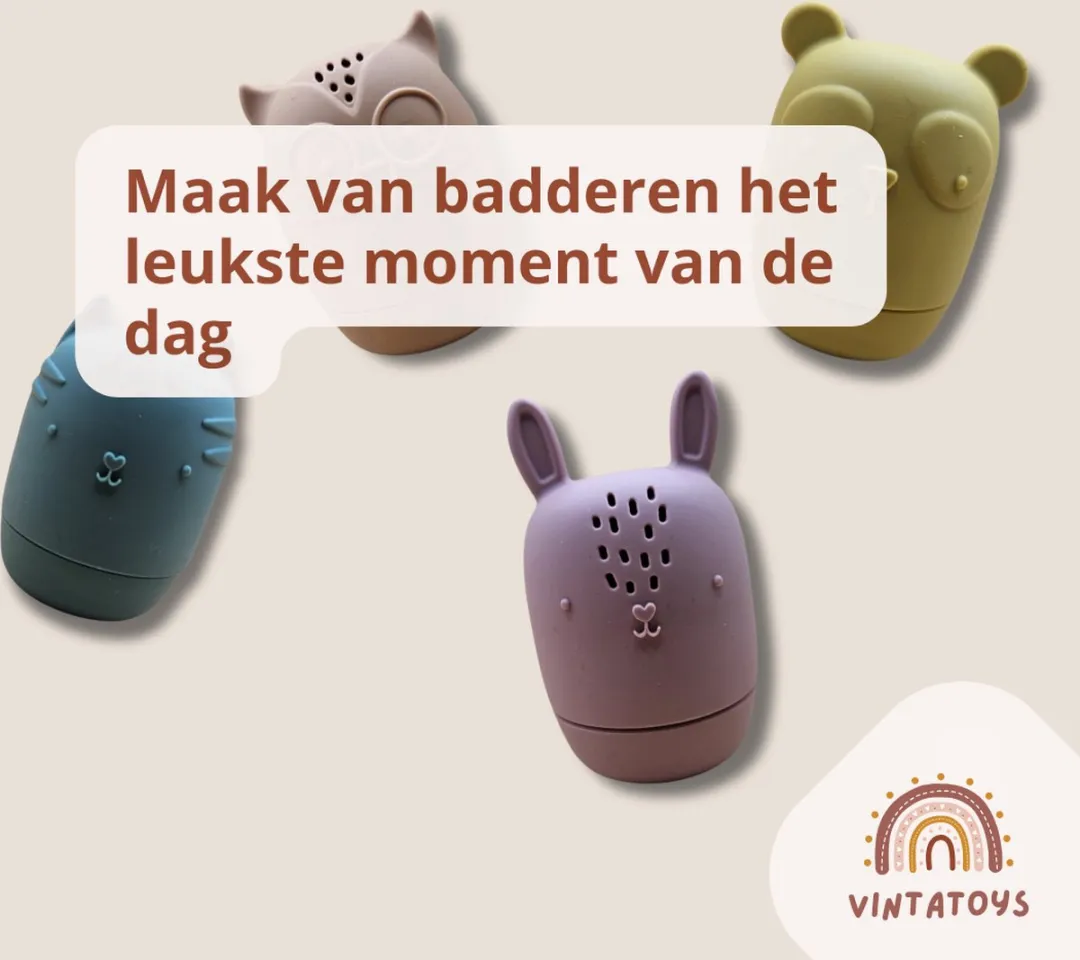 VintaToys Waterspuitende Diertjes Set - 4 Stuks - Roze/Geel/Paars/ Groen
